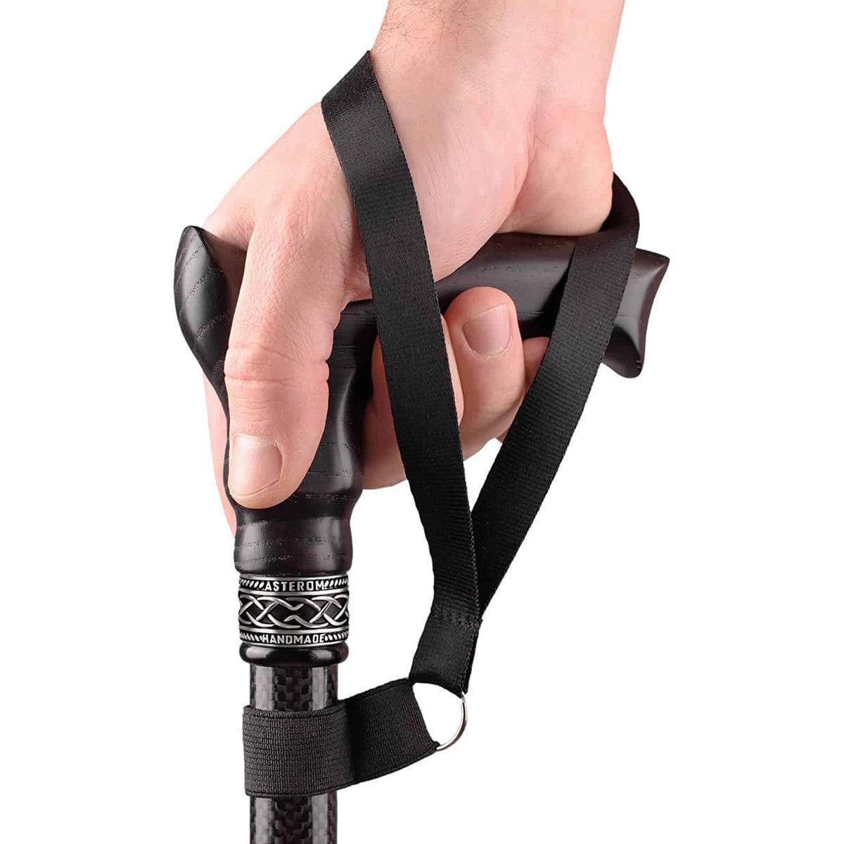 Adjustable Carbon Fiber Cane With Hand Carved Handle