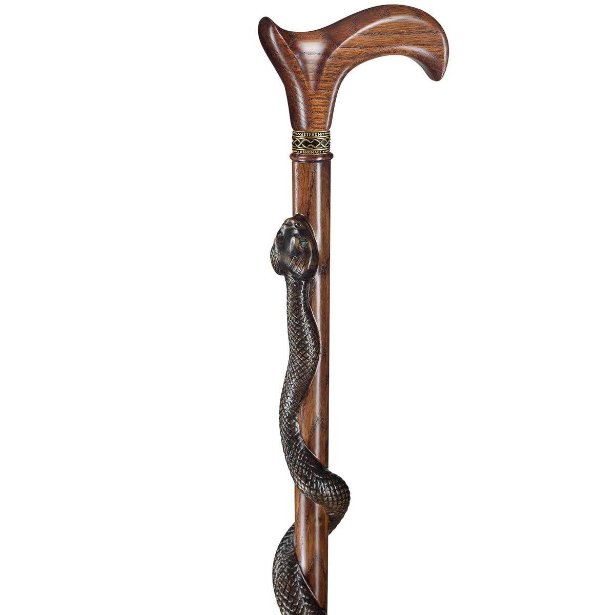 Artist Carved Solid Oak Black Mamba Snake Cane - Custom Colour and Length