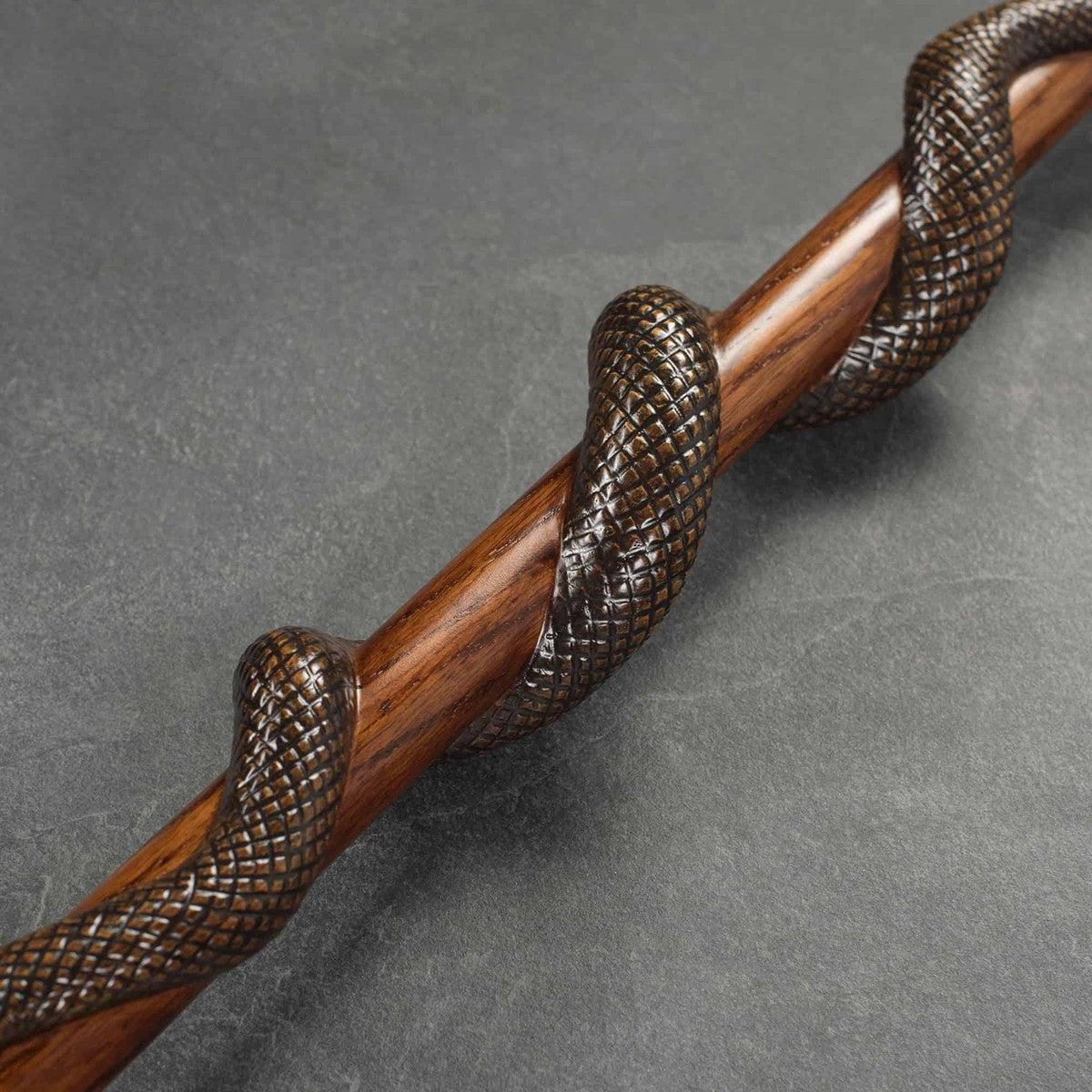 Artist Carved Solid Oak Black Mamba Snake Cane - Custom Colour and Length