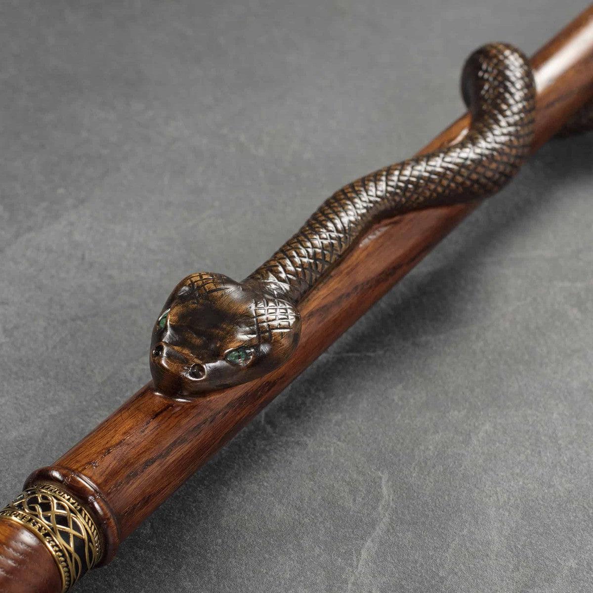 Artist Carved Solid Oak Black Mamba Snake Cane - Custom Colour and Length