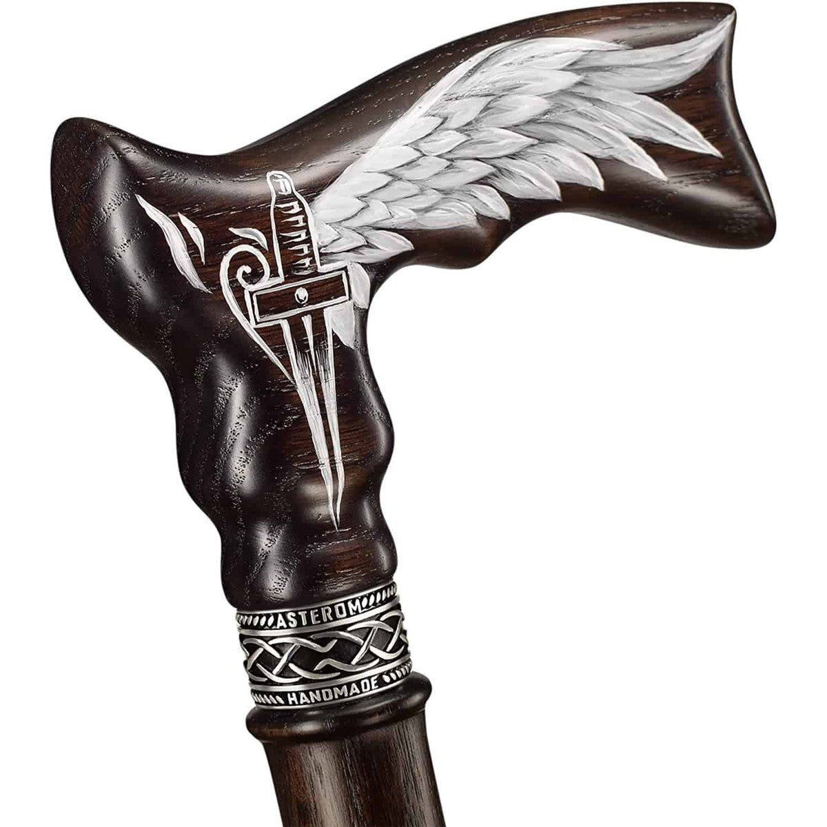 Custom Carved Hand Painted Guardian Angel Winged God Cane