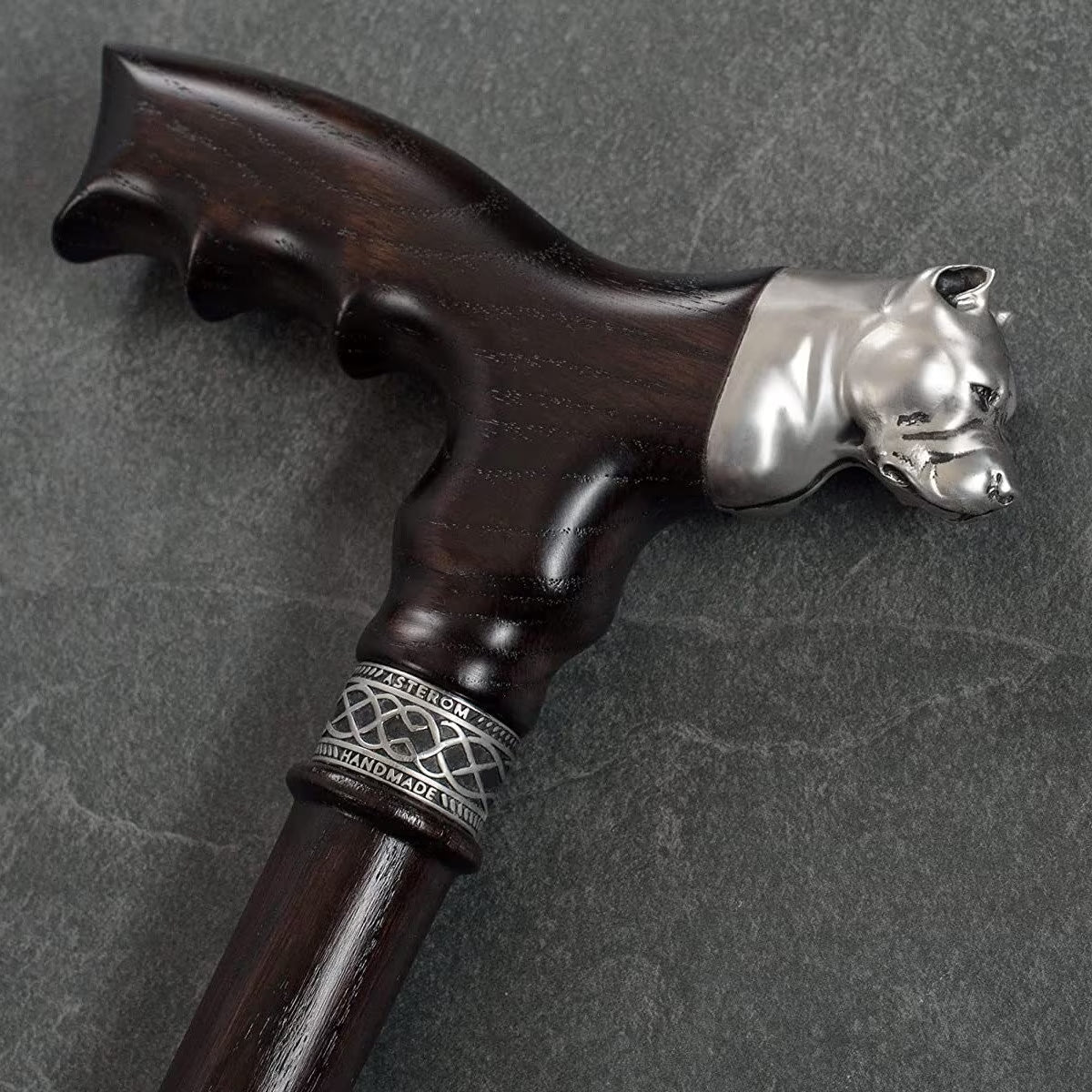 Custom Handmade Wooden Pit Bull Cane Or Walking Stick