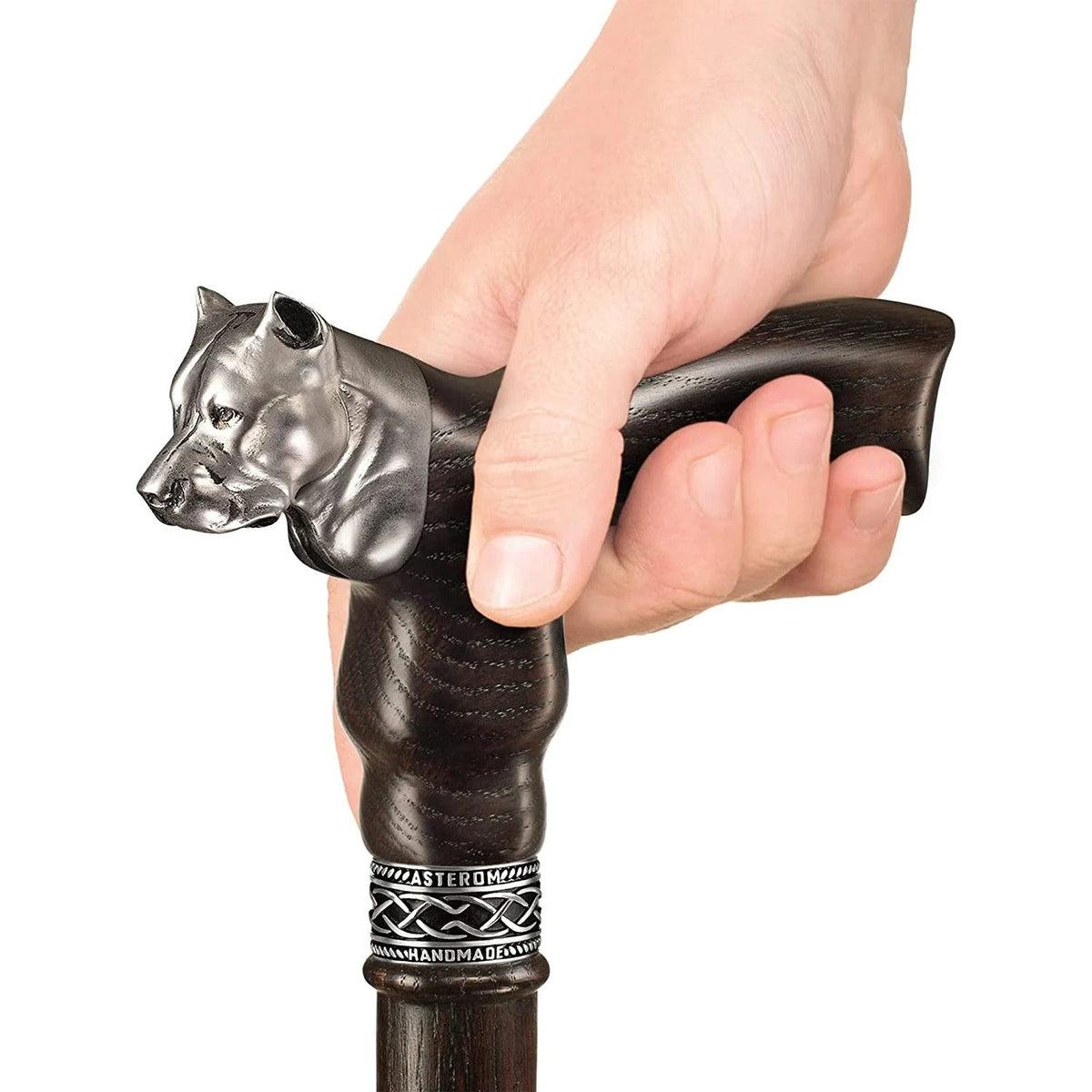 Custom Handmade Wooden Pit Bull Cane Or Walking Stick