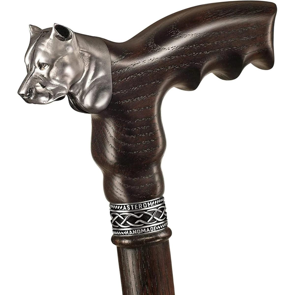 Custom Handmade Wooden Pit Bull Cane Or Walking Stick