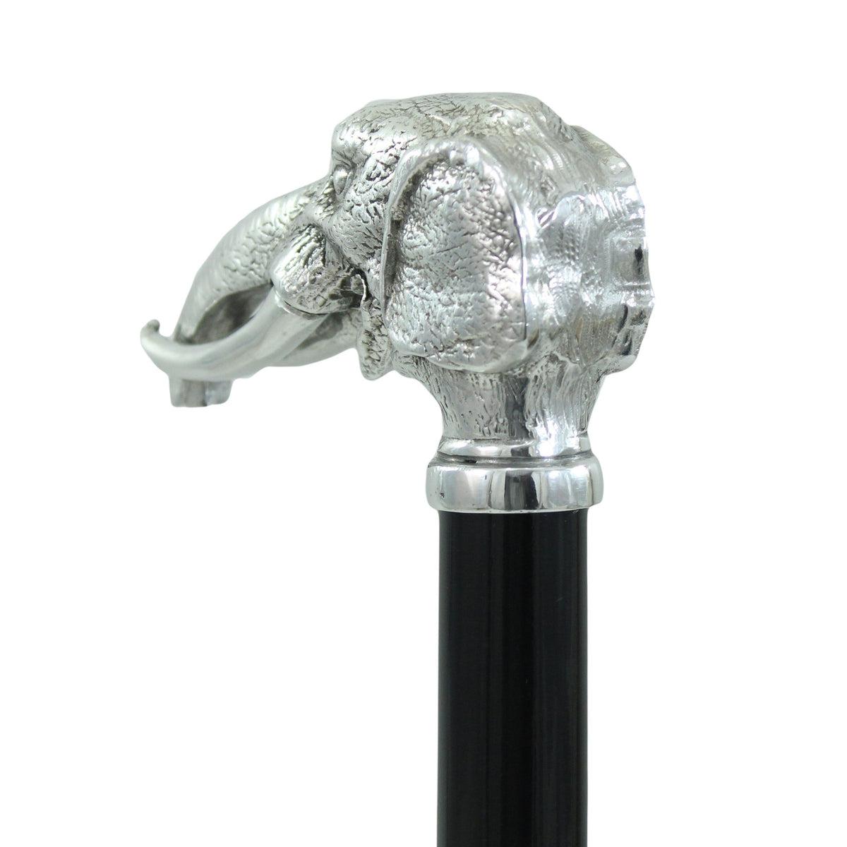 Custom Made Beechwood and Solid Pewter Elephant Cane Or Walking Stick