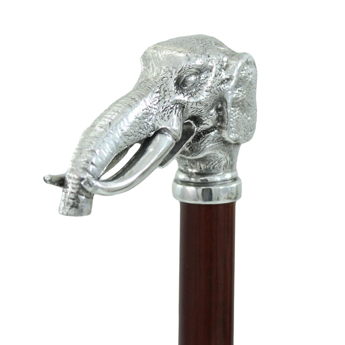 Custom Made Beechwood and Solid Pewter Elephant Cane Or Walking Stick