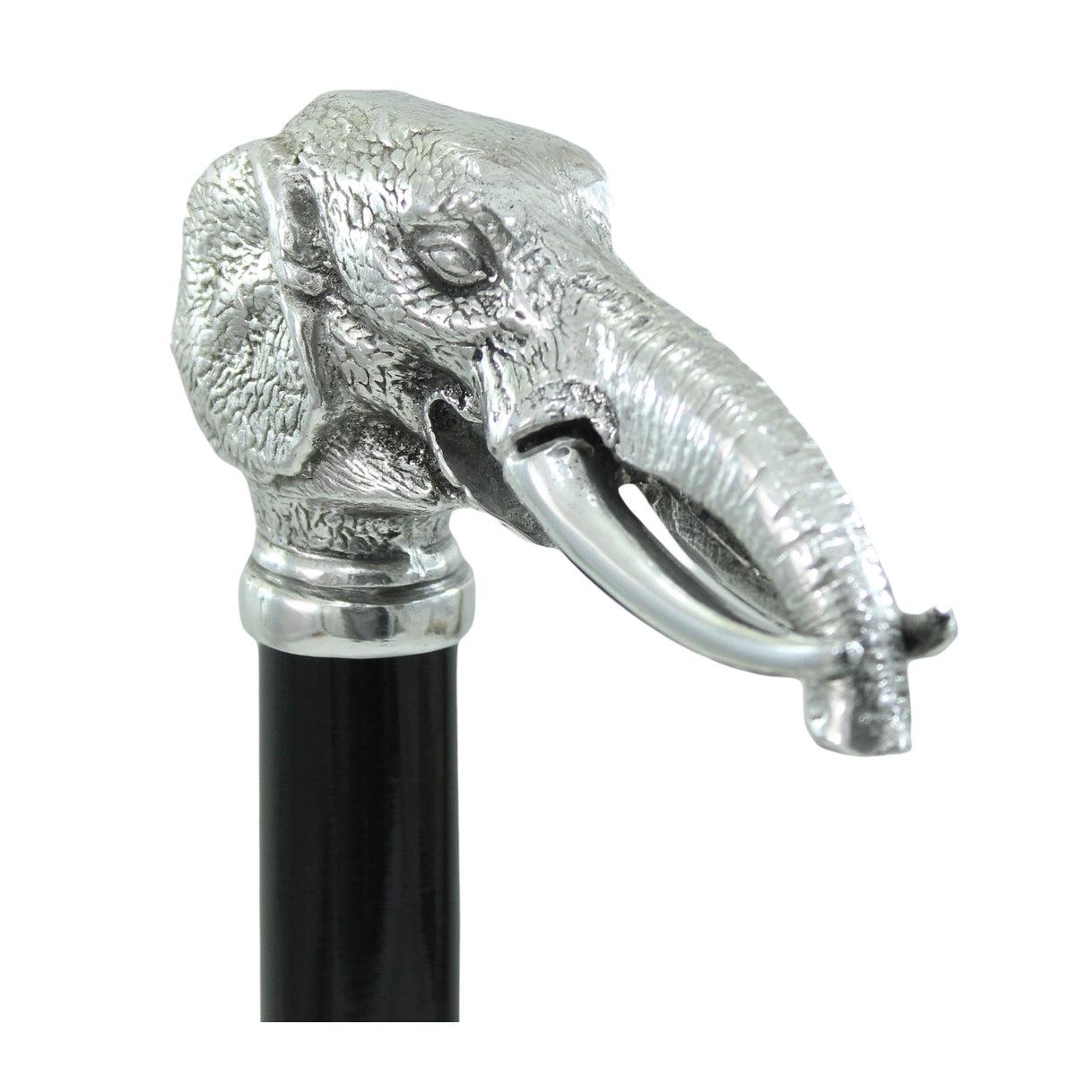 Custom Made Beechwood and Solid Pewter Elephant Cane Or Walking Stick