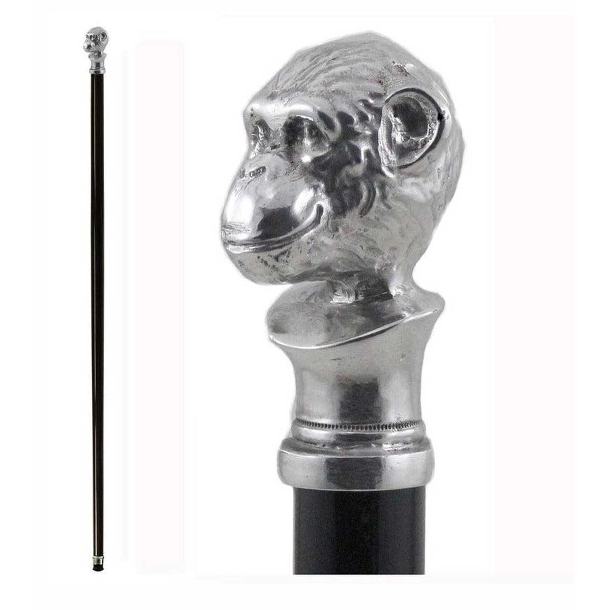 Custom Made Pewter Monkey Cane or Walking Stick