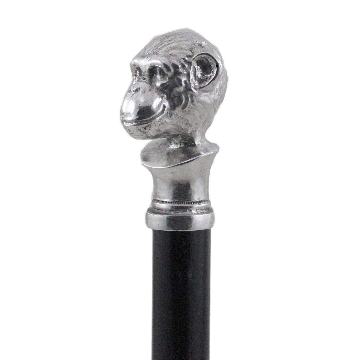 Custom Made Pewter Monkey Cane or Walking Stick