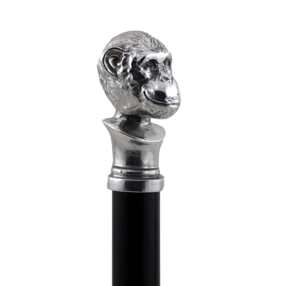 Custom Made Pewter Monkey Cane or Walking Stick