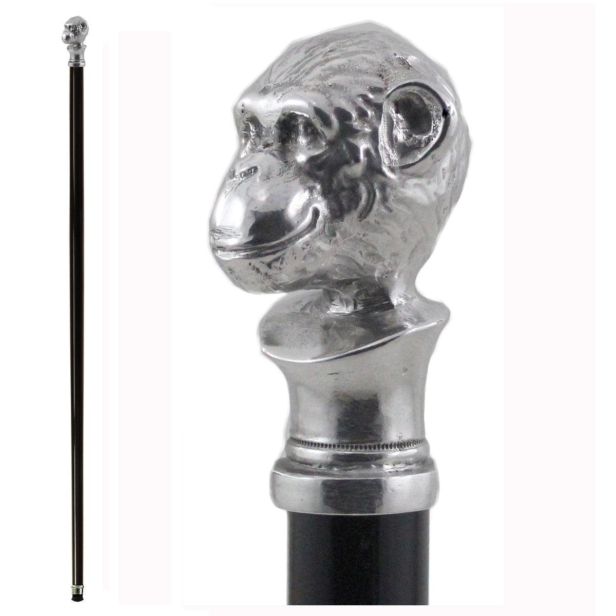 Custom Made Pewter Monkey Cane or Walking Stick