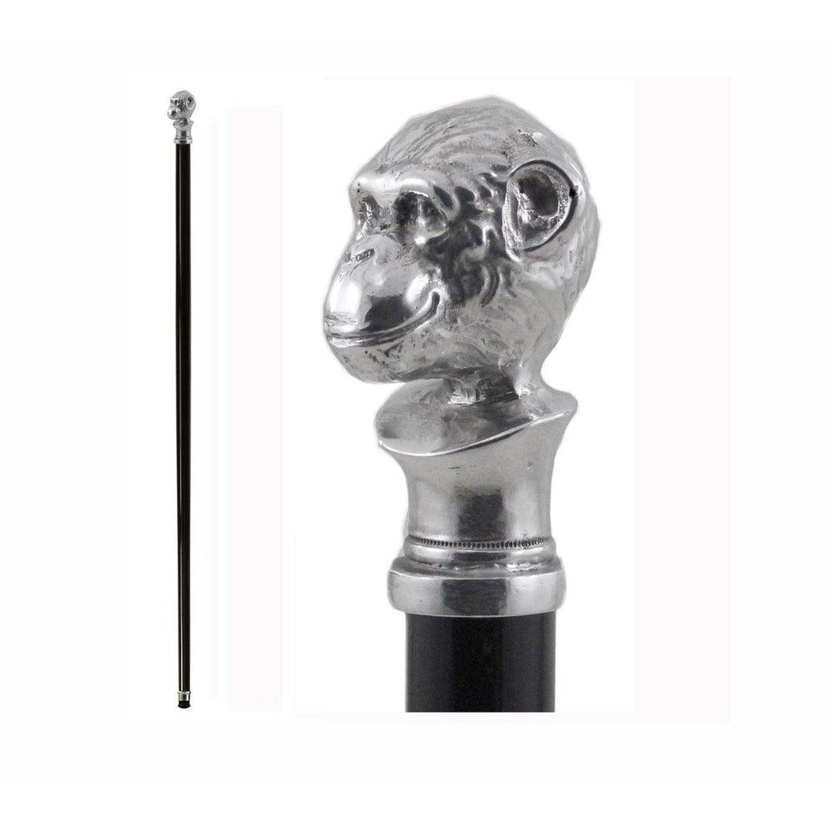Custom Made Pewter Monkey Cane or Walking Stick