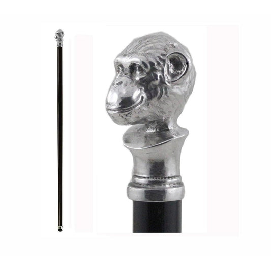 Custom Made Pewter Monkey Cane or Walking Stick