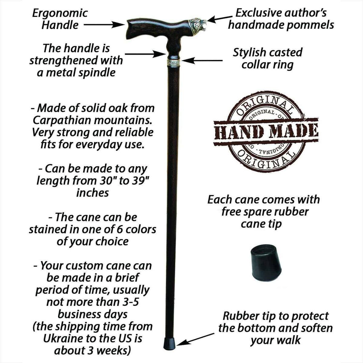 Custom Made Wooden Cobra Snake Cane or Walking Stick