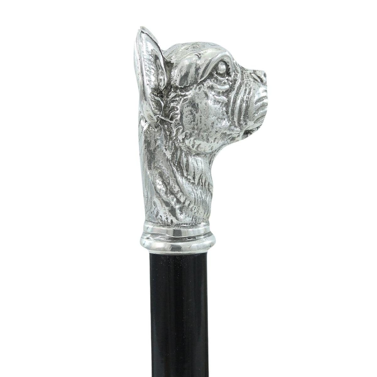 Custom Pewter Boxer Dog Handle Walking Cane
