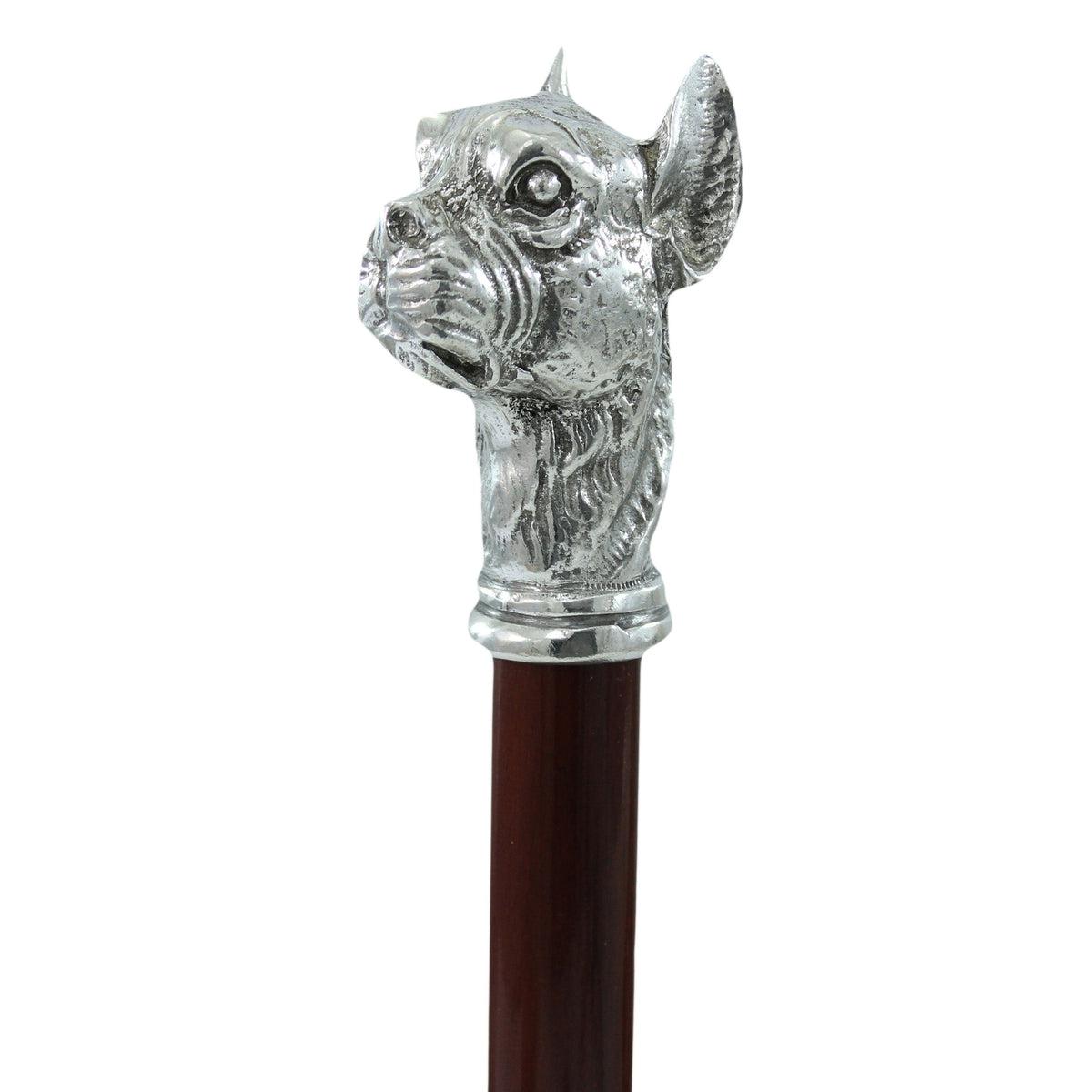Custom Pewter Boxer Dog Handle Walking Cane
