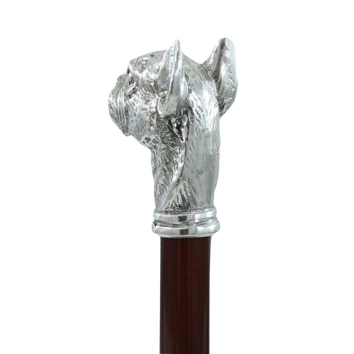 Custom Pewter Boxer Dog Handle Walking Cane