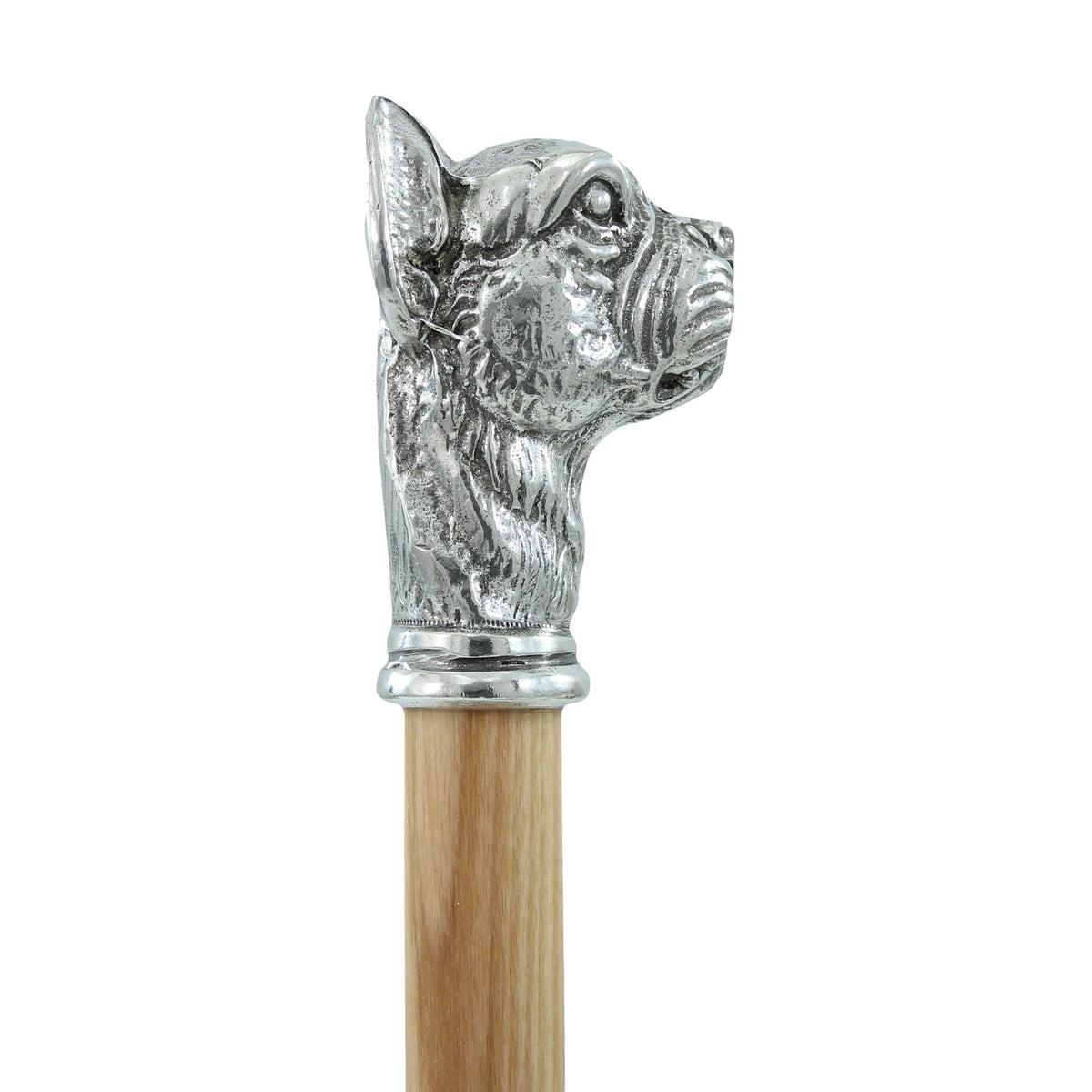 Custom Pewter Boxer Dog Handle Walking Cane