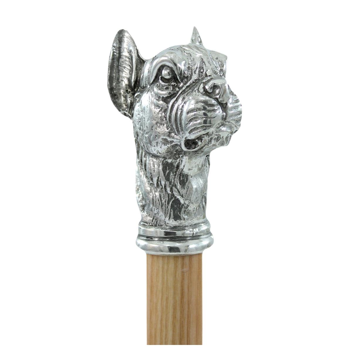 Custom Pewter Boxer Dog Handle Walking Cane