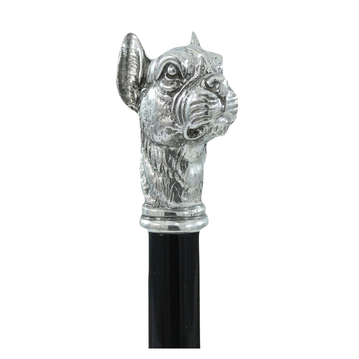 Custom Pewter Boxer Dog Handle Walking Cane