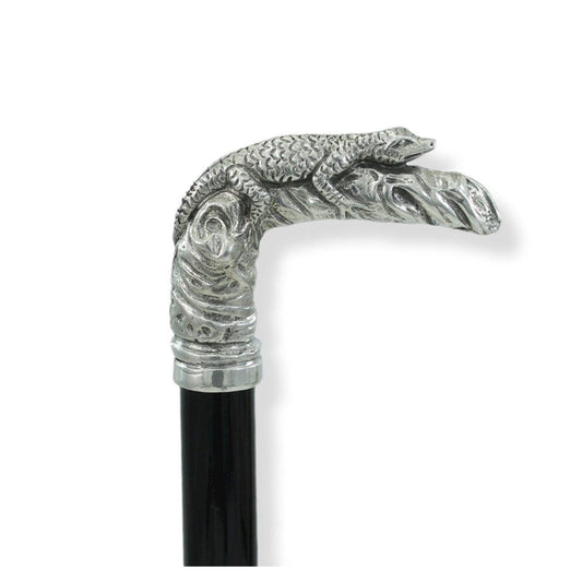 Custom Pewter Lizard Walking Cane - Handmade In Italy