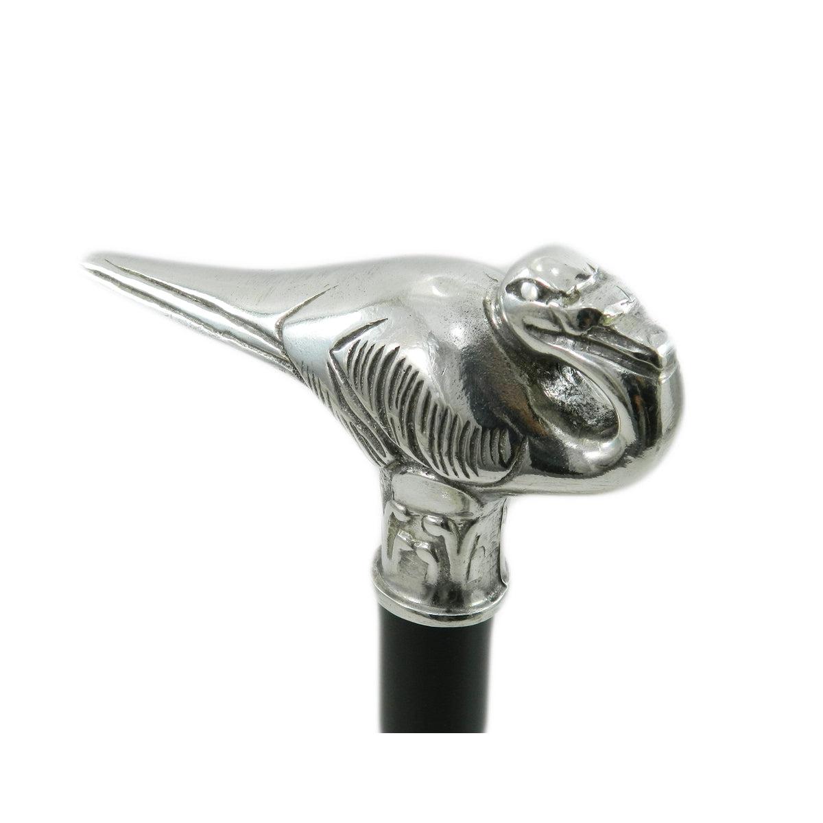 Custom Pewter Poirot Swan Cane Handle or Walking Stick