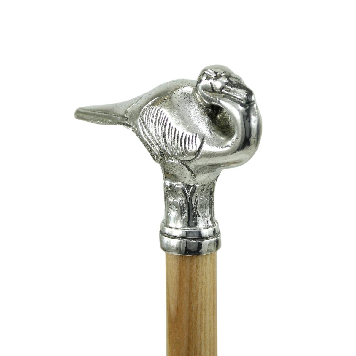 Custom Pewter Poirot Swan Cane Handle or Walking Stick