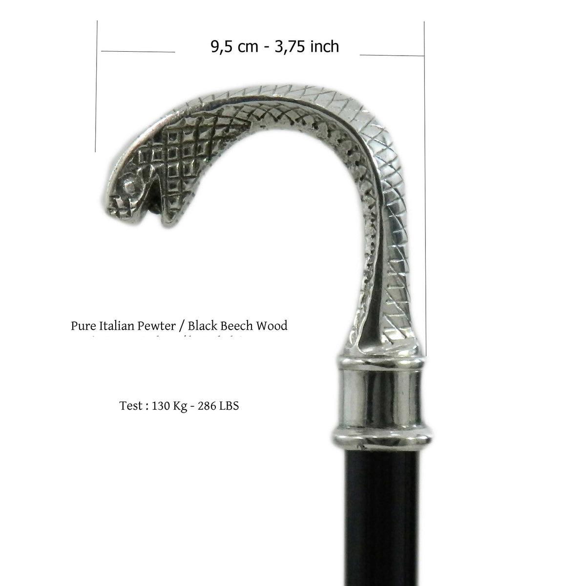 Custom Pure Pewter Cobra Head Walking Stick