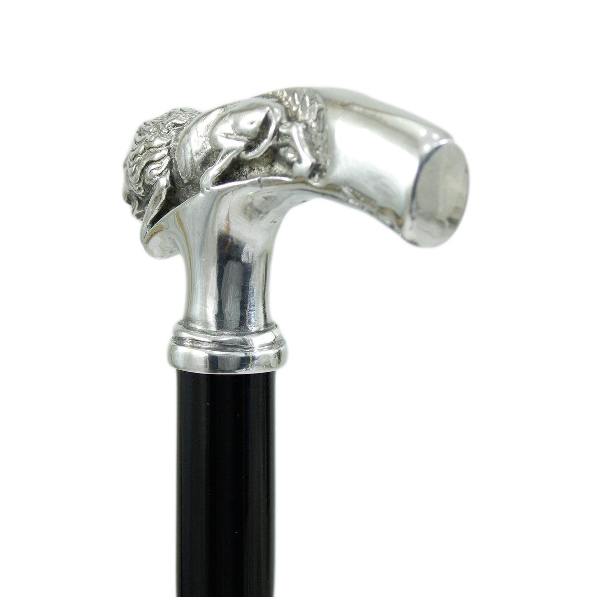 Custom Pure Pewter Lion Walking Cane with Beachwood Shaft