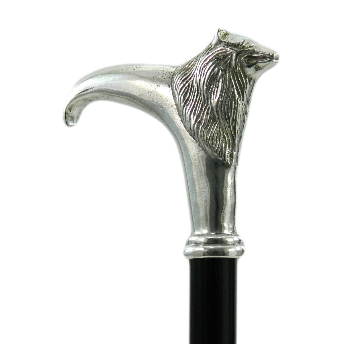 Custom Pure Pewter Wolf Head Cane Beachwood Shaft