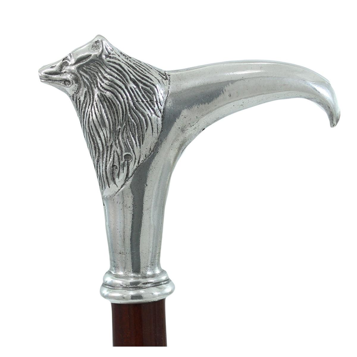 Custom Pure Pewter Wolf Head Cane Beachwood Shaft