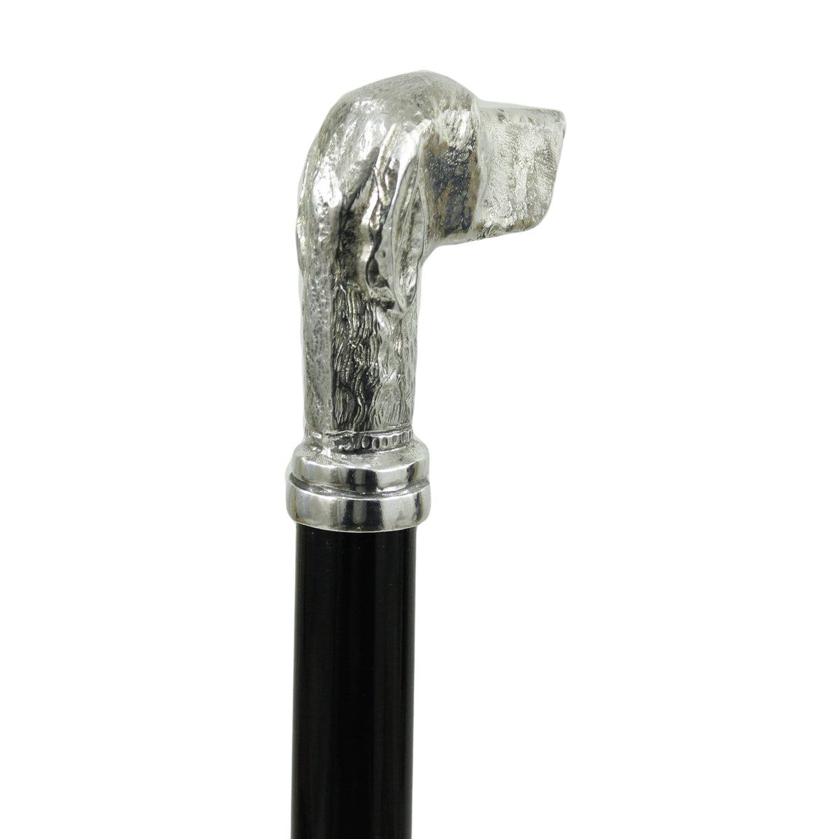 Custom Solid Beechwood and Pewter Pointer Dog Head Cane or Walking Stick