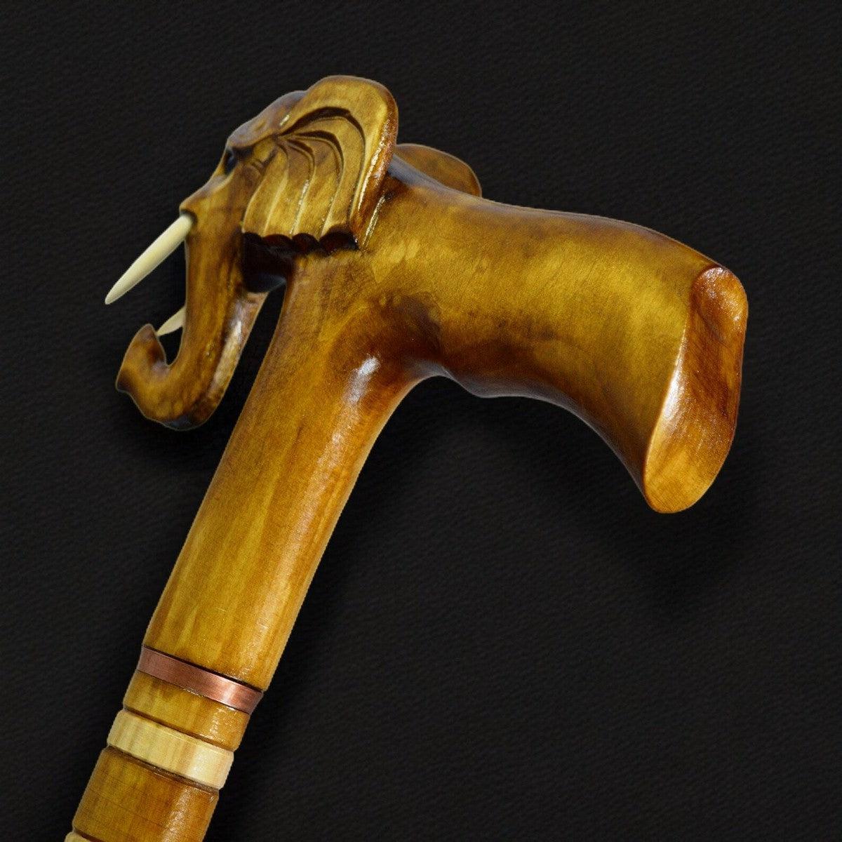 Elephant Majesty: Elegant Handcrafted Wooden Cane