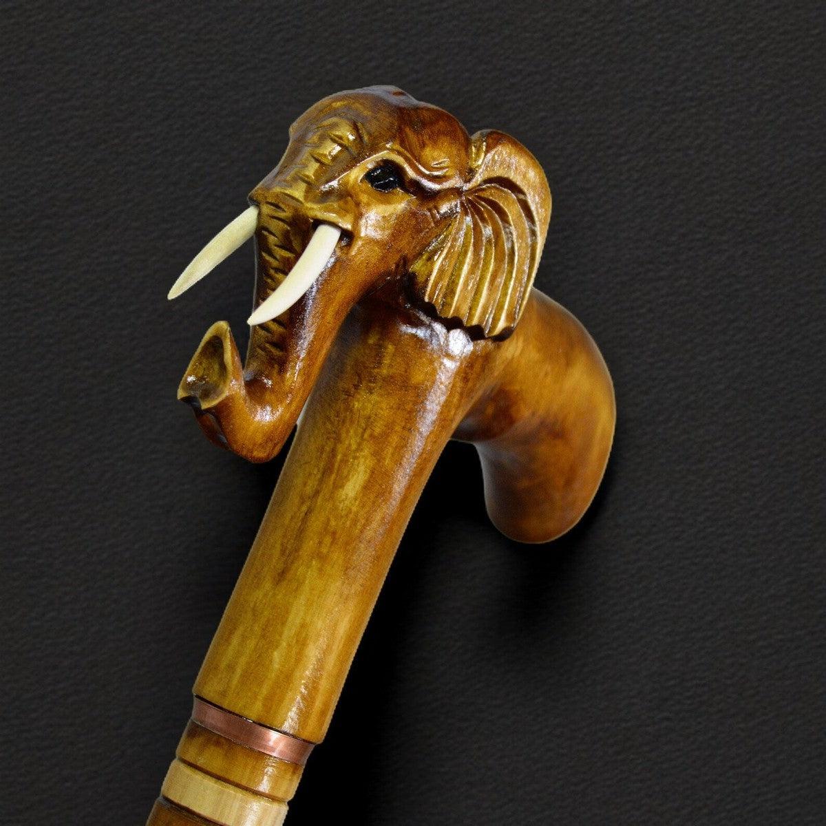 Elephant Majesty: Elegant Handcrafted Wooden Cane