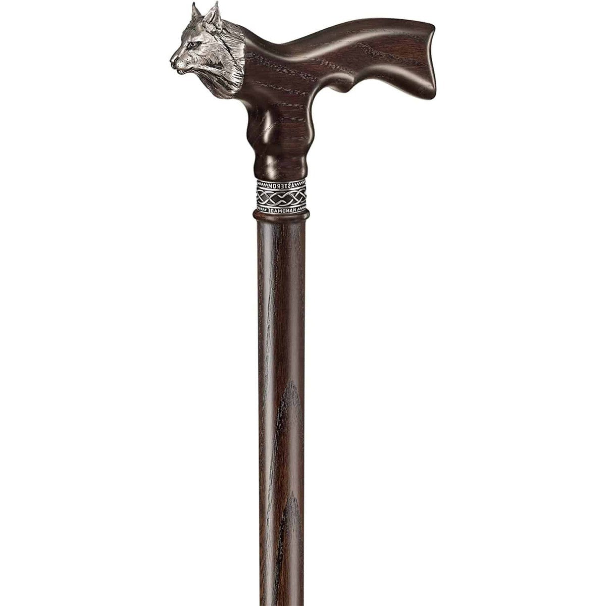 Fashionable Custom Solid Oak Lynx Cat Cane or Walking Stick