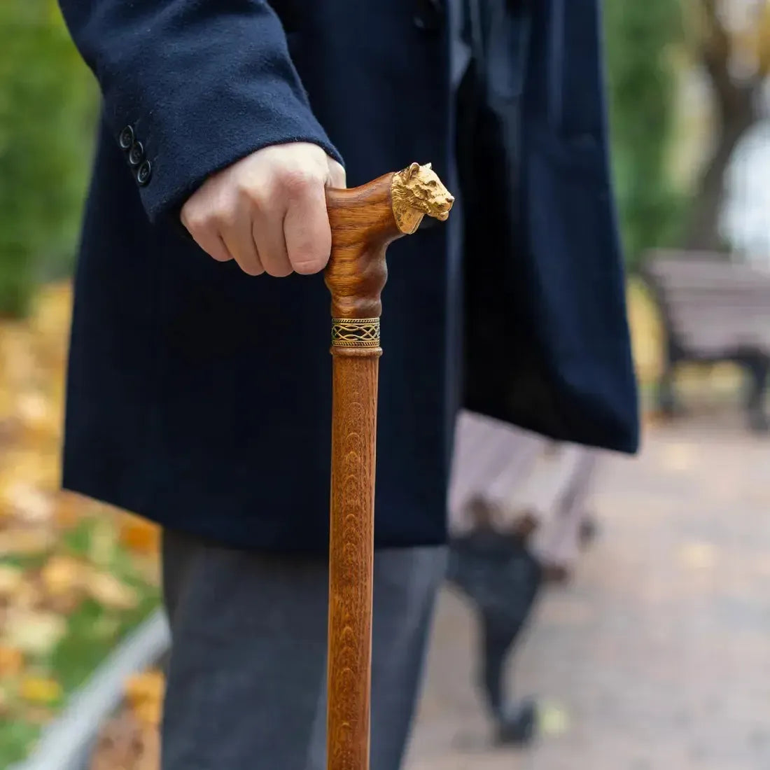 Fashionable Custom Wooden Lioness Walking Cane - Custom Length and Colour
