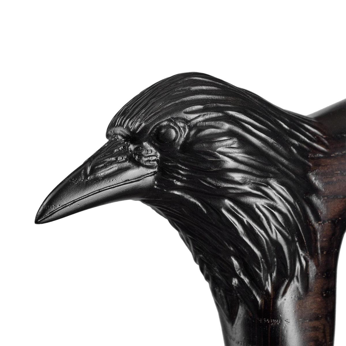 Fashionable Hand Carved Wooden Black Raven Cane Or Crow Walking Stick