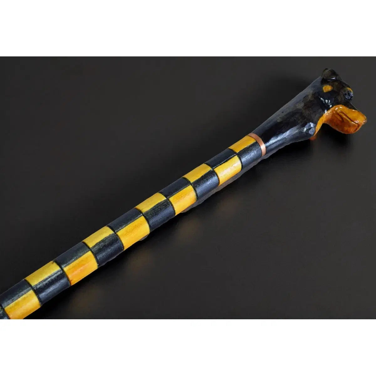 Guardian Canine Custom Carved Rottweiler Hand Painted Walking Stick