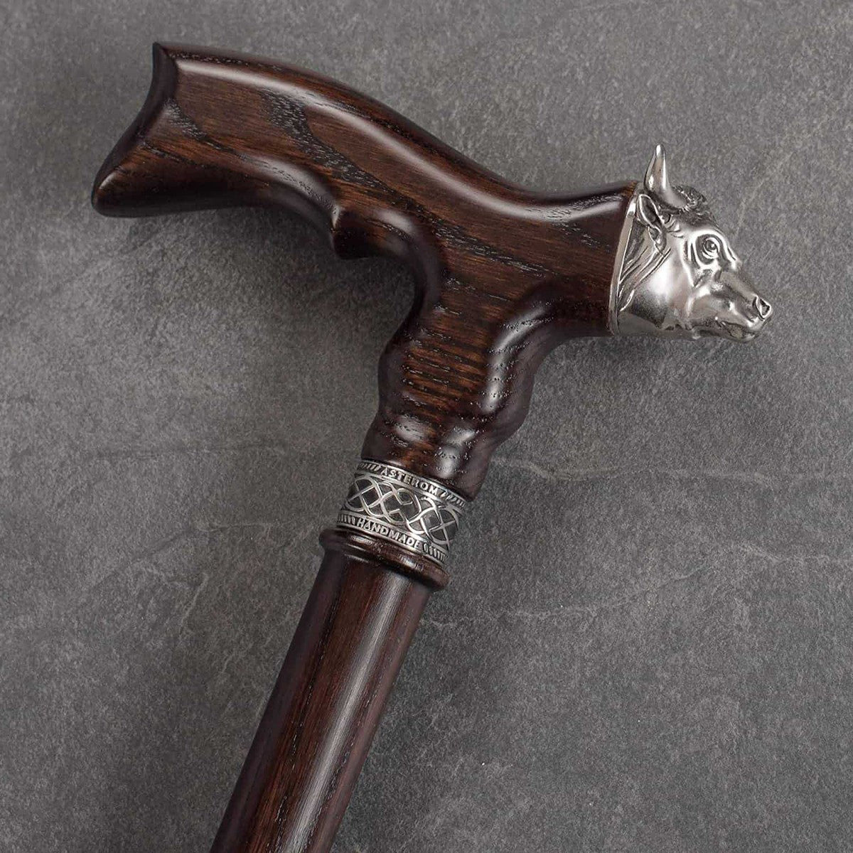 Hand Made Solid Oak Bull Cane - Custom Lengths and Colours
