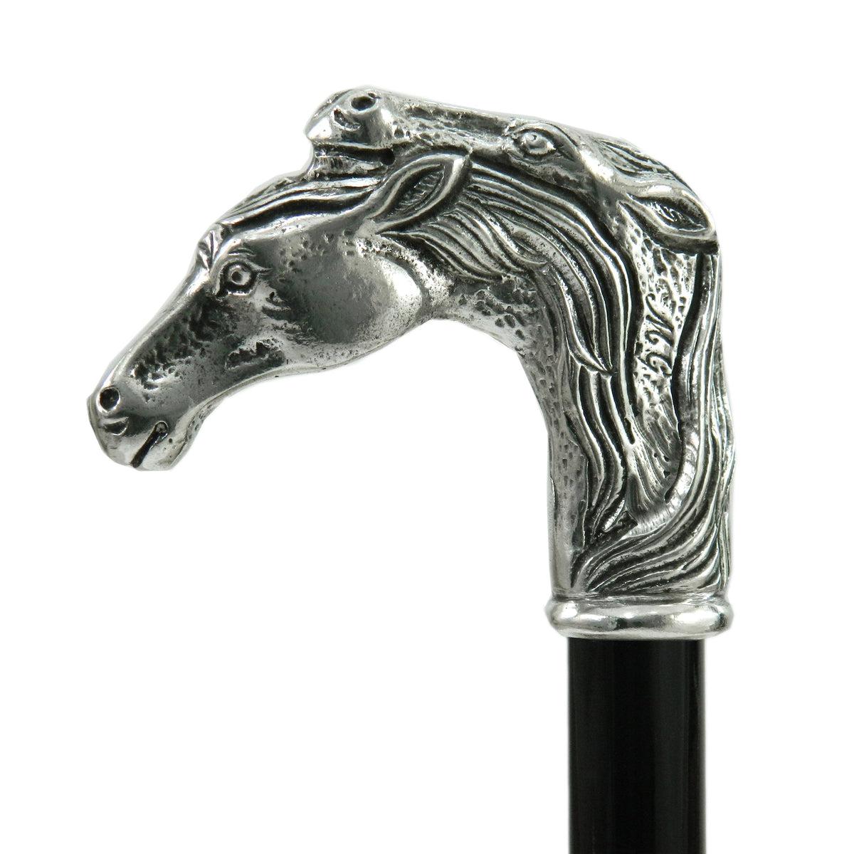 Handcrafted Pewter Horse Walking Cane - Customizable