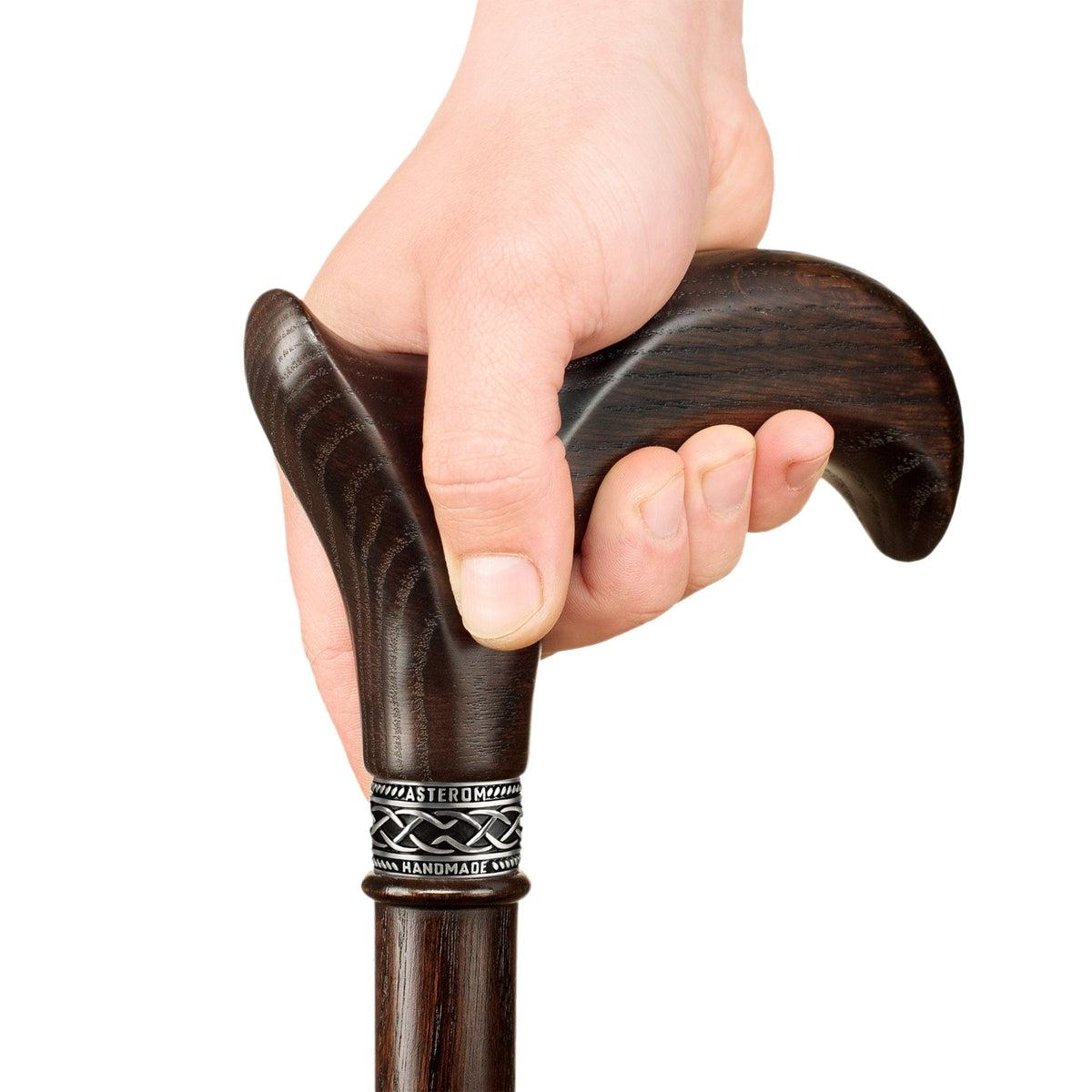 Men or Women Solid Wooden Derby Walking Cane With Palm Grip