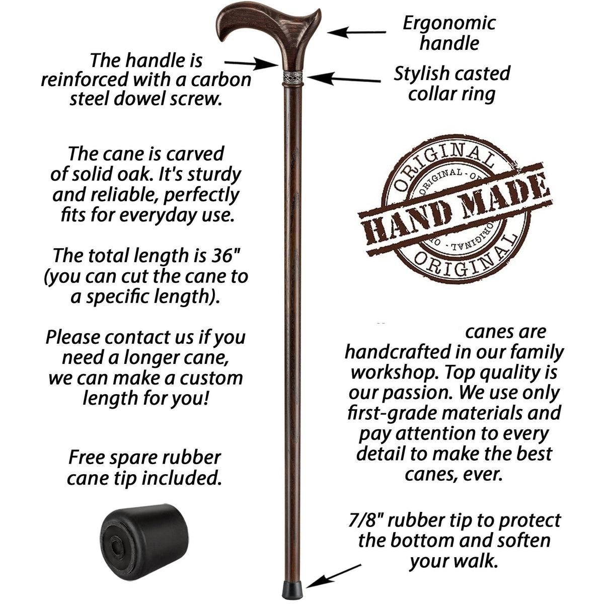 Men or Women Solid Wooden Derby Walking Cane With Palm Grip