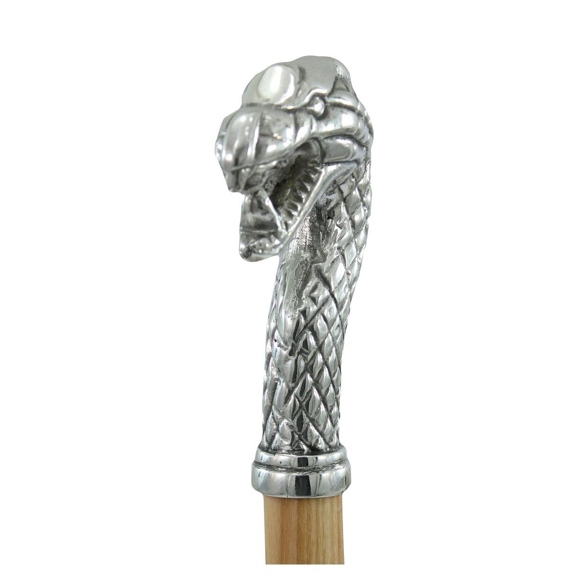 Pewter Dragon Head Wooden Walking Cane - Custom