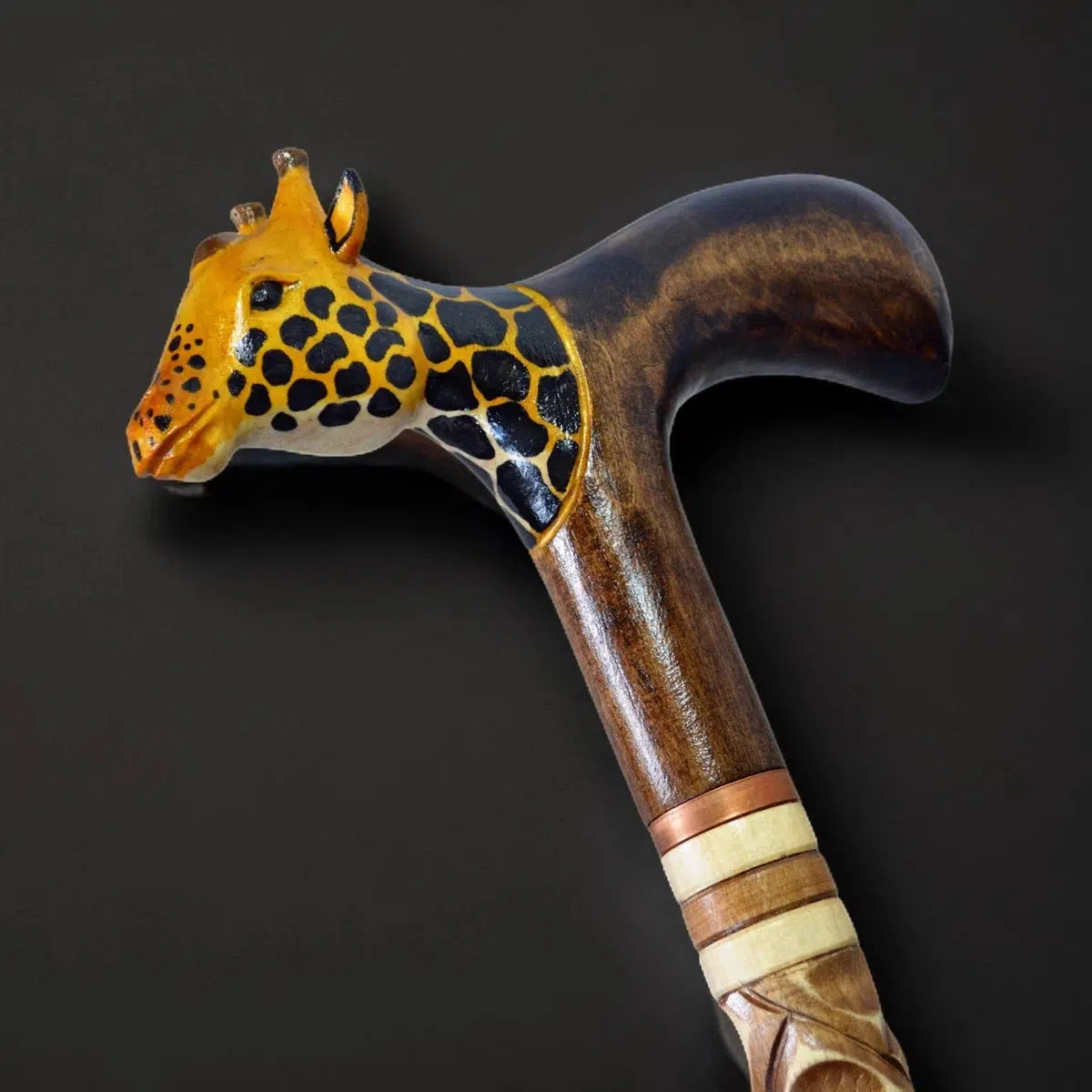 Safari Stroll: Hand Carved Custom Length and Shaft Giraffe Cane