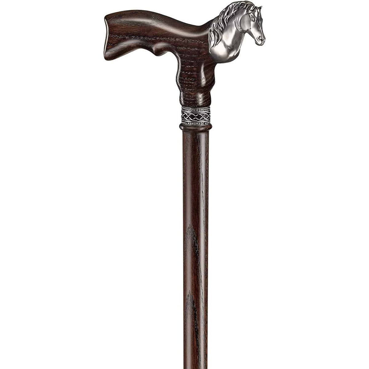 Solid Oak Majestic Stallion Equestrian Cane - Custom Colours and Length