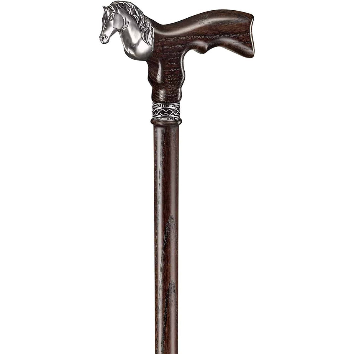 Solid Oak Majestic Stallion Equestrian Cane - Custom Colours and Length