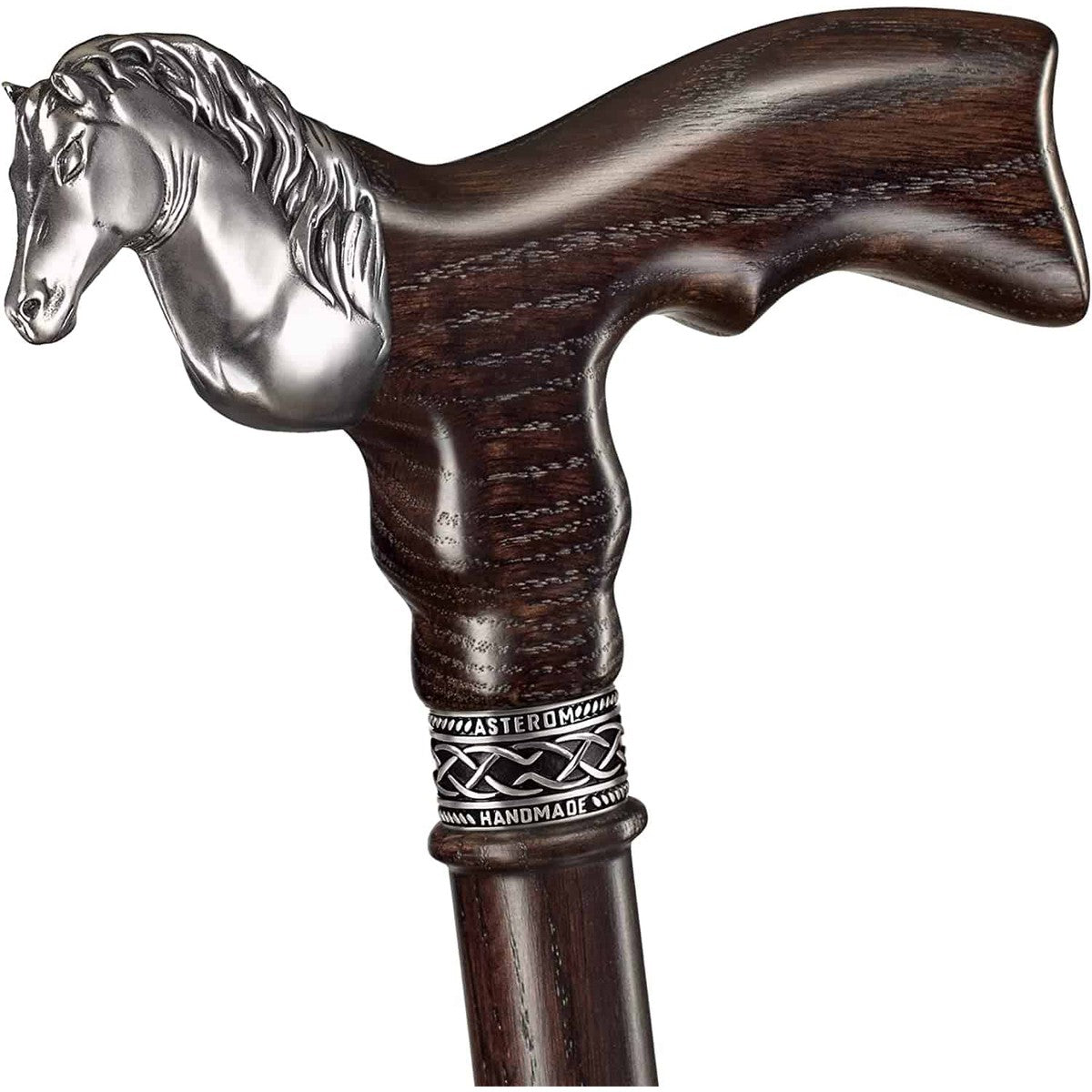 Solid Oak Majestic Stallion Equestrian Cane - Custom Colours and Length