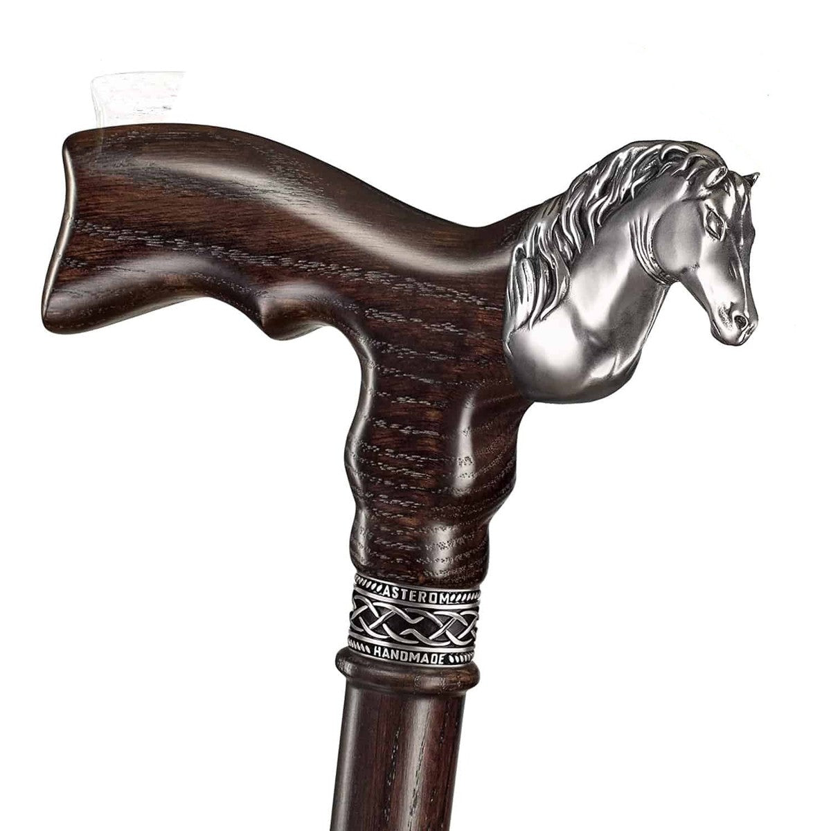 Solid Oak Majestic Stallion Equestrian Cane - Custom Colours and Length