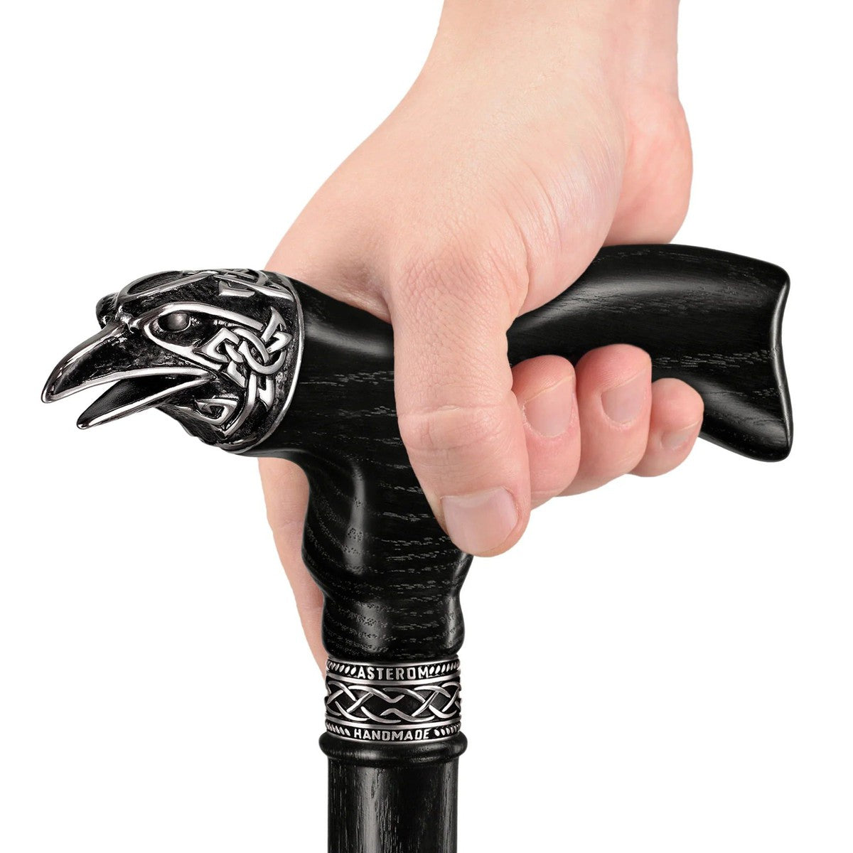 Unique Custom Odens Celtic Raven Walking Stick Or Wooden Walking Cane