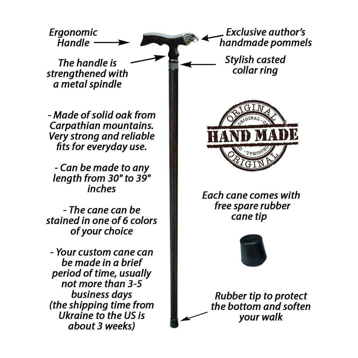 Unique Custom Odens Celtic Raven Walking Stick Or Wooden Walking Cane